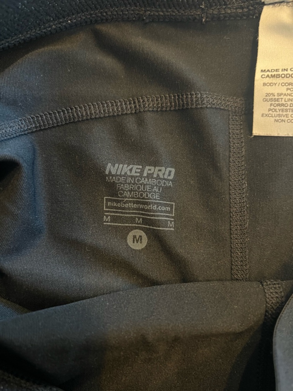 Nike Black Women’s Pro Bike Shorts with White Swoosh - Picture 2 of 3